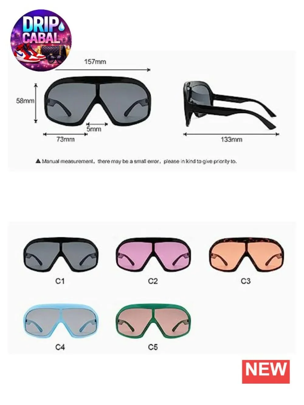 Oversized Square Sunglasses for Women Men UV400 Shield Shades